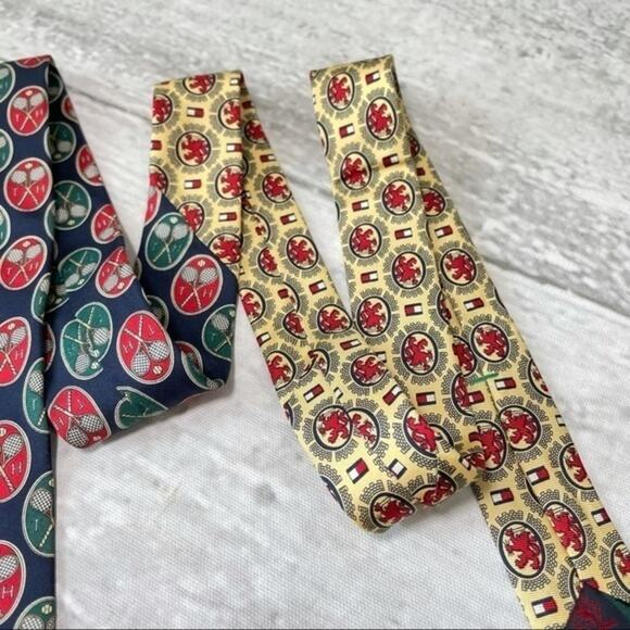 Vintage Tommy Hilfiger Silk Tie Tennis Racket Preppy 90s Country Club - Picture 5 of 7